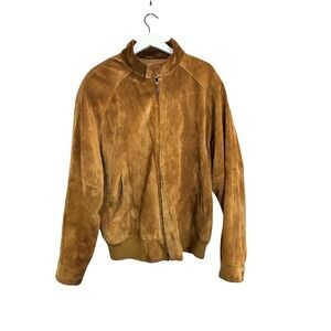 Men's Suede Bomber Jacket - Brown